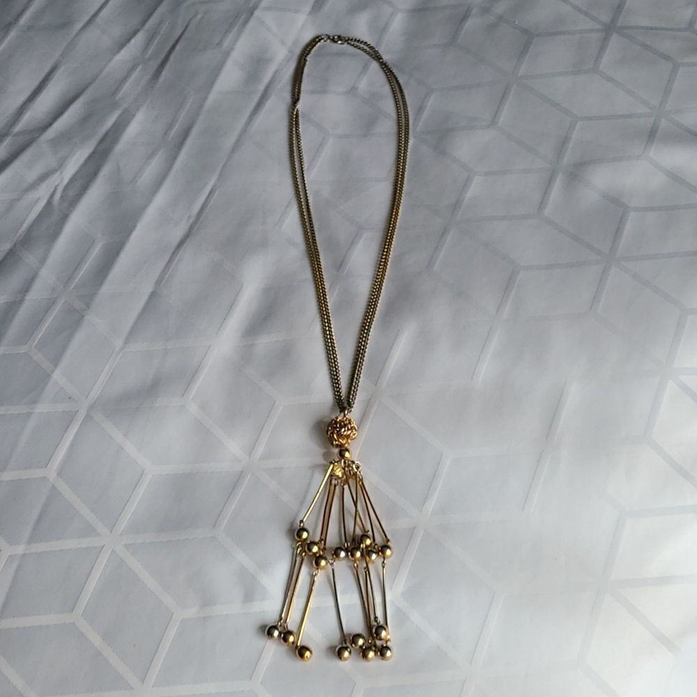 Vintage Long Pendant Necklace with Danglers  